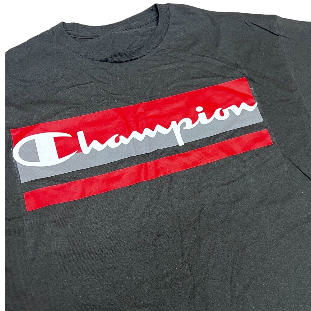 Champion T Shirt‎ Men’s 1XL Logo Authentic Script Streetwear Red White Tee